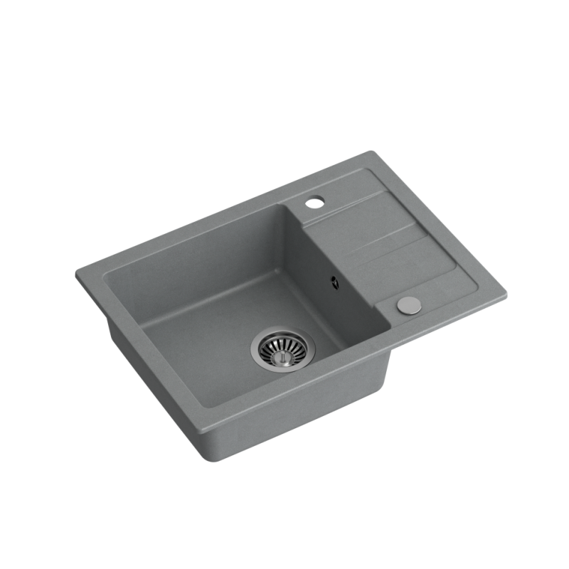 Zlewozmywak granitowy  TOM 116 - jednokomorowy, wpuszczany, silver stone