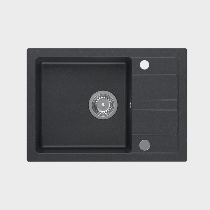 Zlewozmywak granitowy  TOM 116 - jednokomorowy, wpuszczany, black dotted