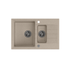 PETER 156 GraniteQ zlewozmywak granitowy pearl beige  1,5-komorowy z/o (78x50x20) z syfonem i zaślepką + wkładka