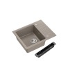 PETER 116 GraniteQ zlewozmywak granitowy soft taupe 1-komorowy z/o (62x50x20) z syfonem i zaślepką + czarna wkładka regulowana