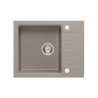 PETER 116 GraniteQ zlewozmywak granitowy soft taupe 1-komorowy z/o (62x50x20) z syfonem i zaślepką + czarna wkładka regulowana