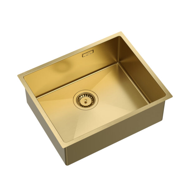 ANTHONY SteelQ sink PVD gold with siphon 1-bowl b/o recessed version + template + catches