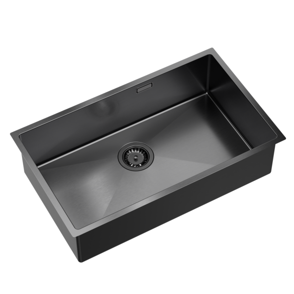 ANTHONY 80 SteelQ sink graphite metal PVD with siphon, 1-bowl b/o recessed version