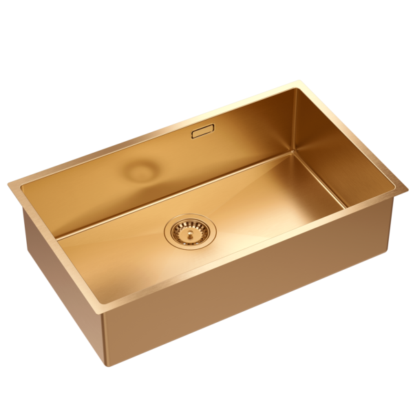 ANTHONY 80 SteelQ copper PVD sink with siphon, 1-bowl b/o recessed version