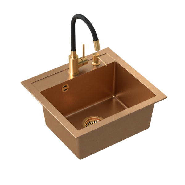 ART JOHNNY 110 (50x47x18.5) Art Copper with manual siphon, Maggie faucet and copper dispenser