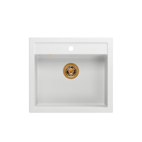 BILL 110 GRANITEQ 1-bowl recessed sink 600x540x205 mm snow white / copper elements