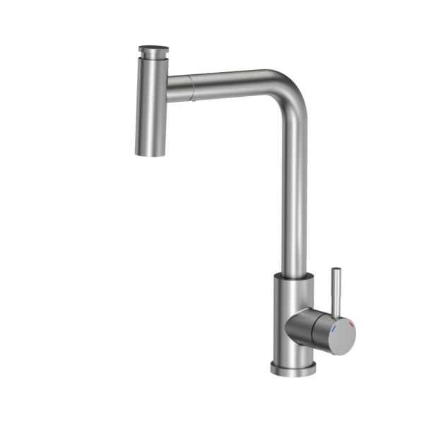 MERYL SteelQ brushed steel kitchen faucet with pull-out spout and shower function
