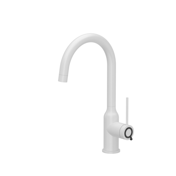 INGRID Q LINE Кухонный смеситель из нержавеющей стали SteelQ белоснежный, Q Shine – логотип из чистого углерода