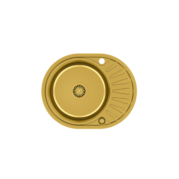 CLINT 211 SteelQ Spüle PVD Gold mit Siphon goldfarben rund 1 Becken ohne