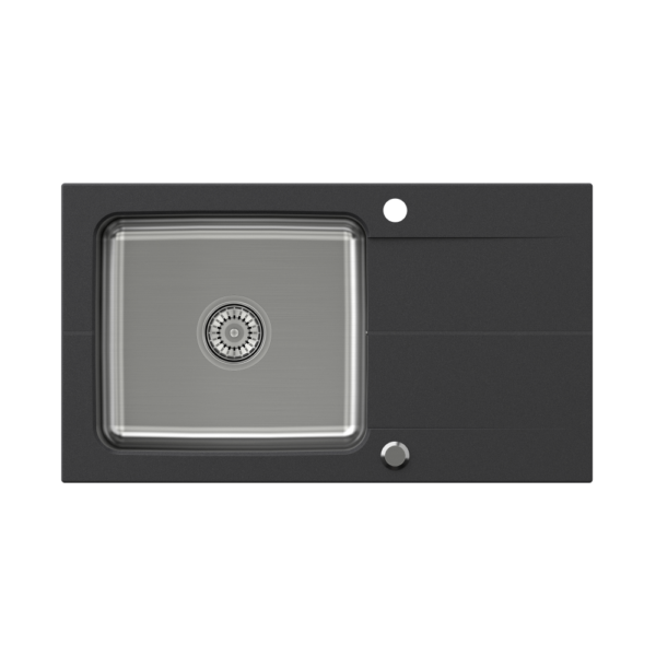 EDWARD 111 Fusion HardRock onyx со стальной камерой (780х440х190) с ручным сифоном и пробкой