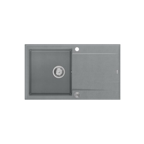 EVAN 111 GraniteQ zlewozmywak z syfonem Push 2 Open 1-komorowy z/o (860x500x210) silver stone / elementy stalowe