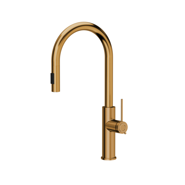 JENNIFER Q LINE SLIM SteelQ kitchen mixer Nano PVD copper, pull-out spout with shower function
