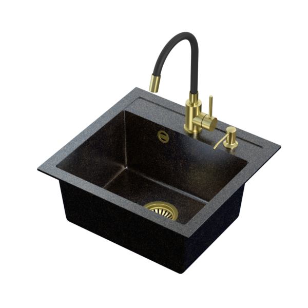 ART JOHNNY 110 (50x47x18,5) Art Gold Black Pearl con sifone manuale, rubinetto Maggie e dosatore – iridescenza oro nero
