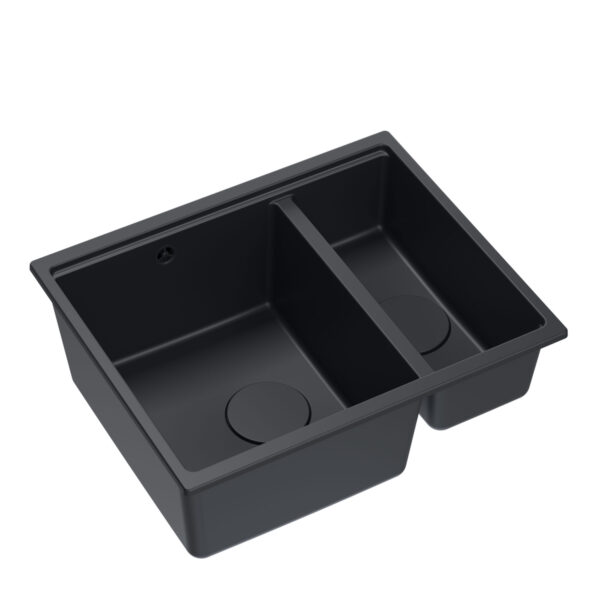 Logan 150 GraniteQ pure carbon sink 56x46x22 cm 1.5-bowl b/o undermount + pure carbon siphon save space