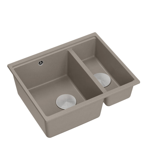 Logan 150 GraniteQ sink soft taupe 56x46x22 cm 1.5-bowl b/o recessed + manual siphon save space