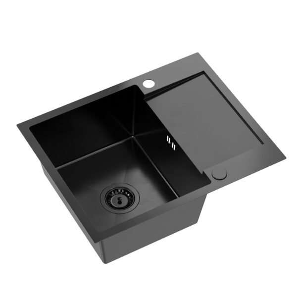 LUKE 116 black metal sink (60x48x20) with 1-bowl siphon w/o