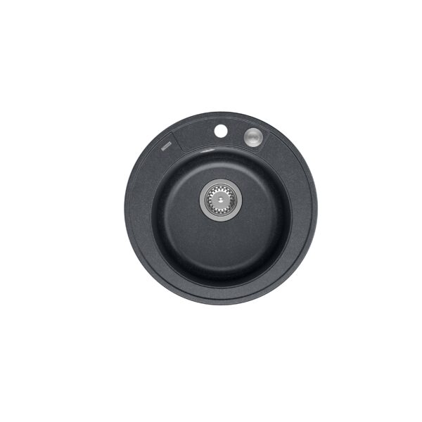 MORGAN 210 GraniteQ black diamond sink with siphon Push To Open stainless steel round 1-bowl b/o + catches 3 pcs