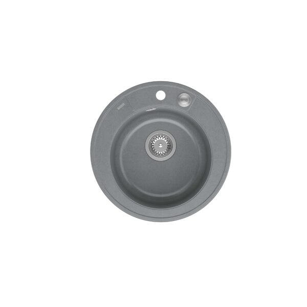 MORGAN 210 GraniteQ Мойка из серебристого камня с сифоном Push To Open из нержавеющей стали, круглая, 1 чаша б/н