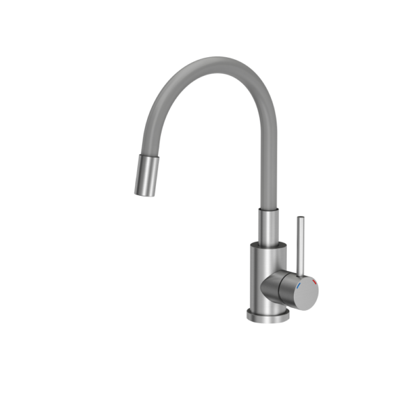 MAGGIE steel kitchen mixer with flexible spout, gray color
