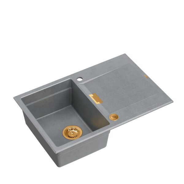 OWEN 111 1-bowl recessed sink + Push-2-Open siphon in PVD copper color