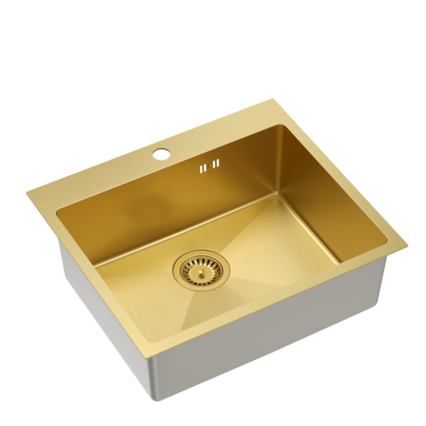 Lavello RUSSEL 110 SteelQ PVD R10 oro con sifone colore oro 1 vasca b/o